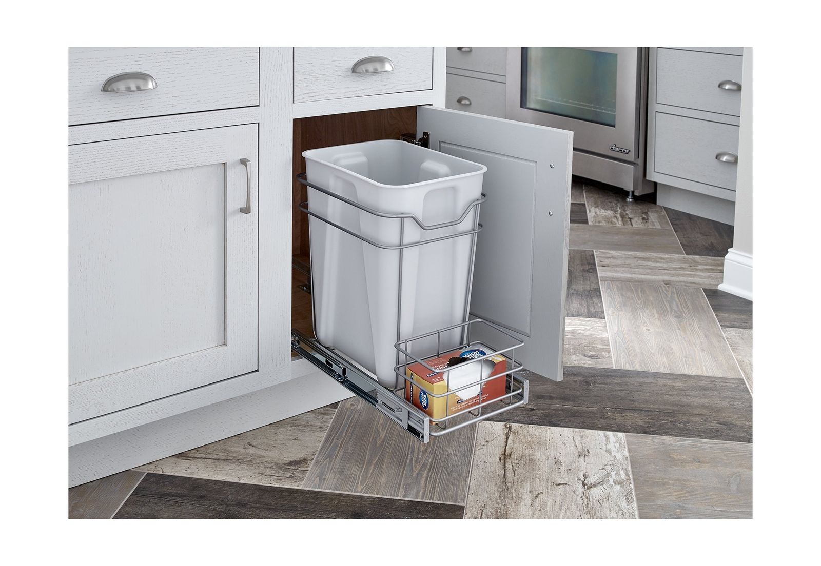 Kitchen Rubbish Storage Trashcan Under Cabinet Pull Out Combined Bin