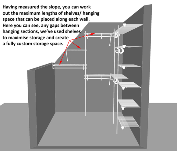 Closet Rod Bracket For Angled Sloped Ceiling | Dandk Organizer
